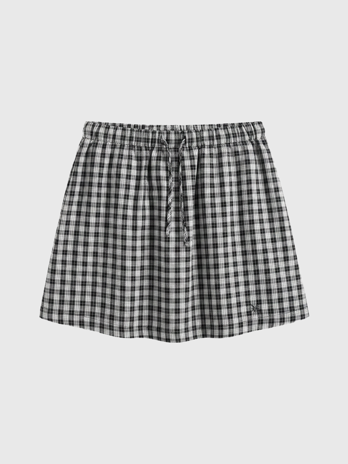 Brick Lane A-line Check Pattern Casual Mini Skirt - Black/White