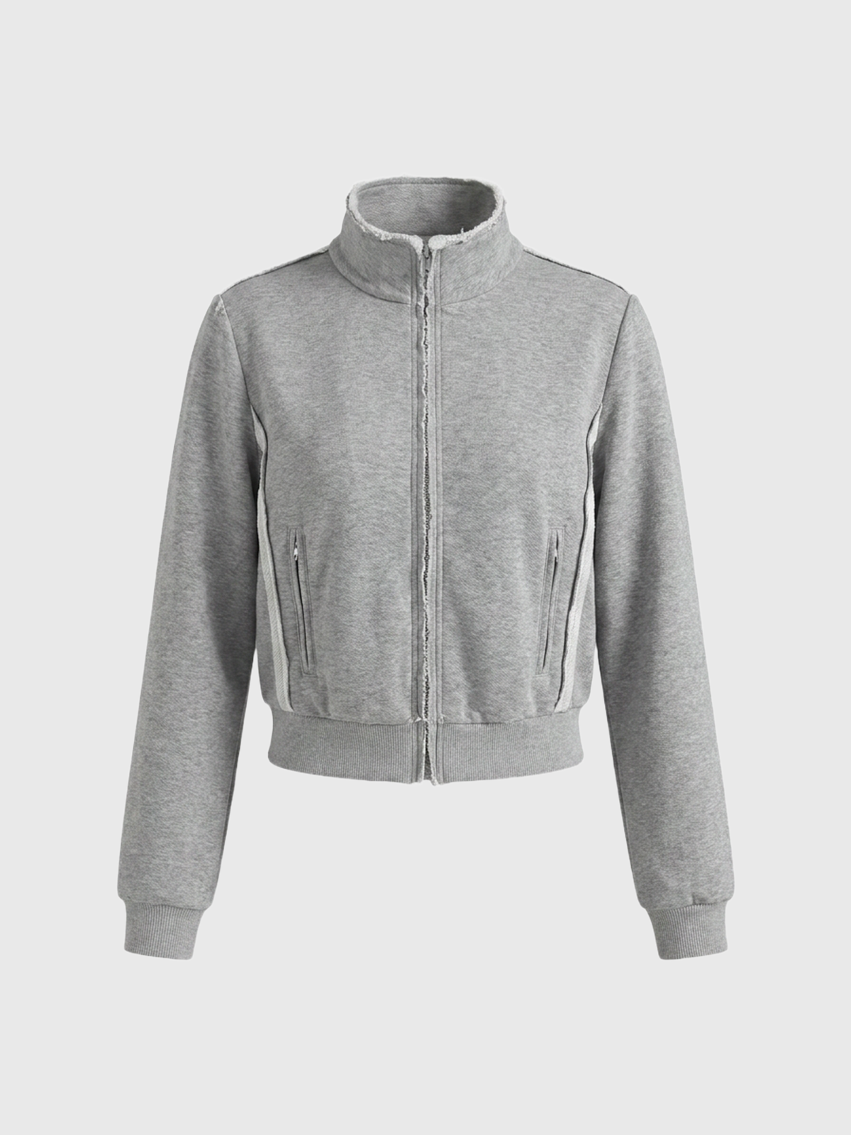 Brick Lane Minimalist Half-Zip Mock Neck Sweatshirt - Grey