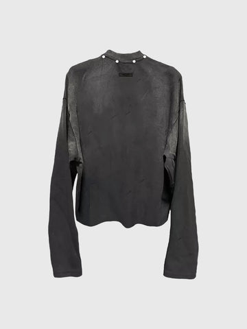 Co-ed Dorm Baggy Pearl Detailed Splatter Raglan Sweatshirt - Grey