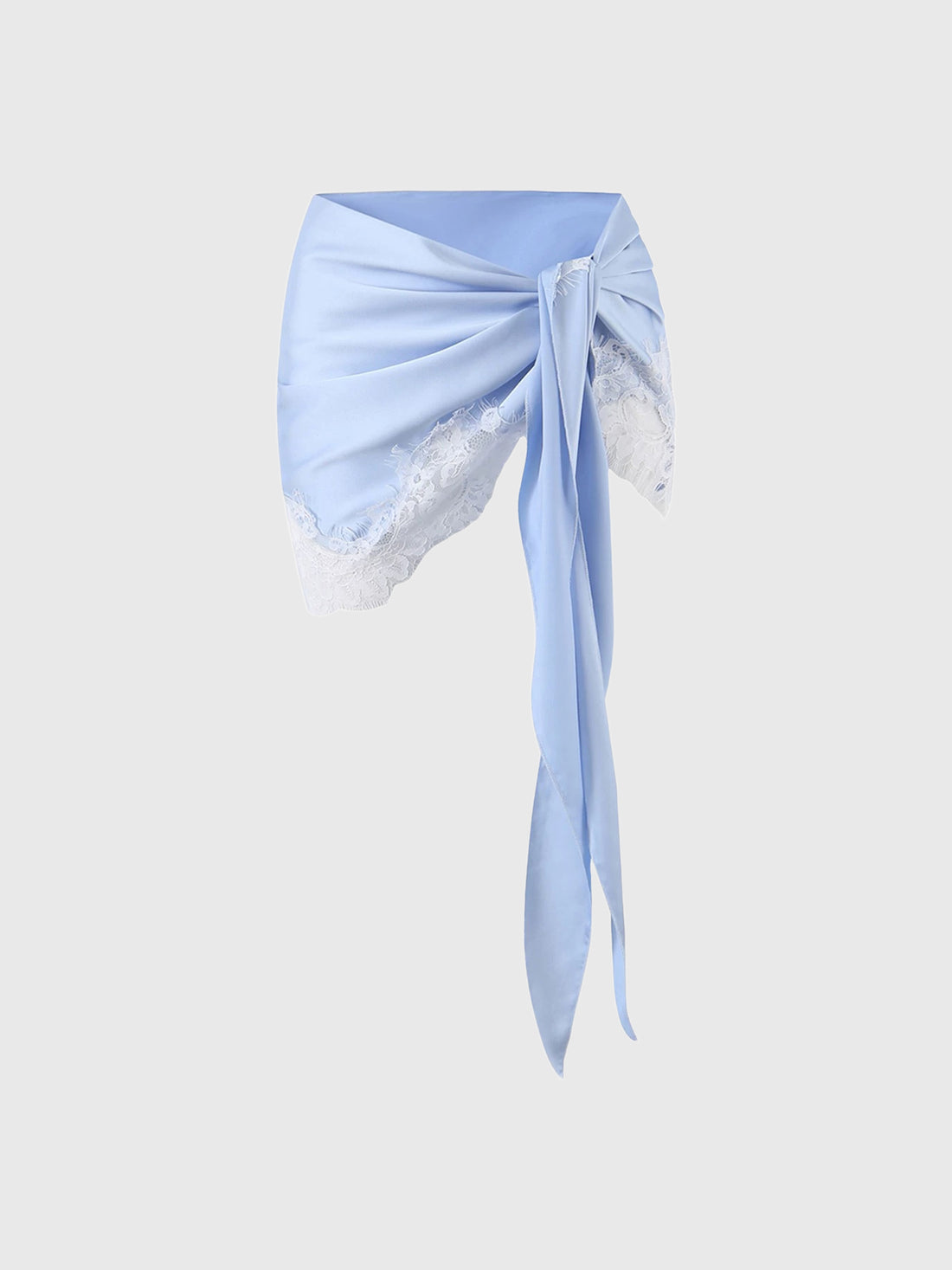Brick Lane Lace Trim Tie-Up Mini Layering Skirt - Blue