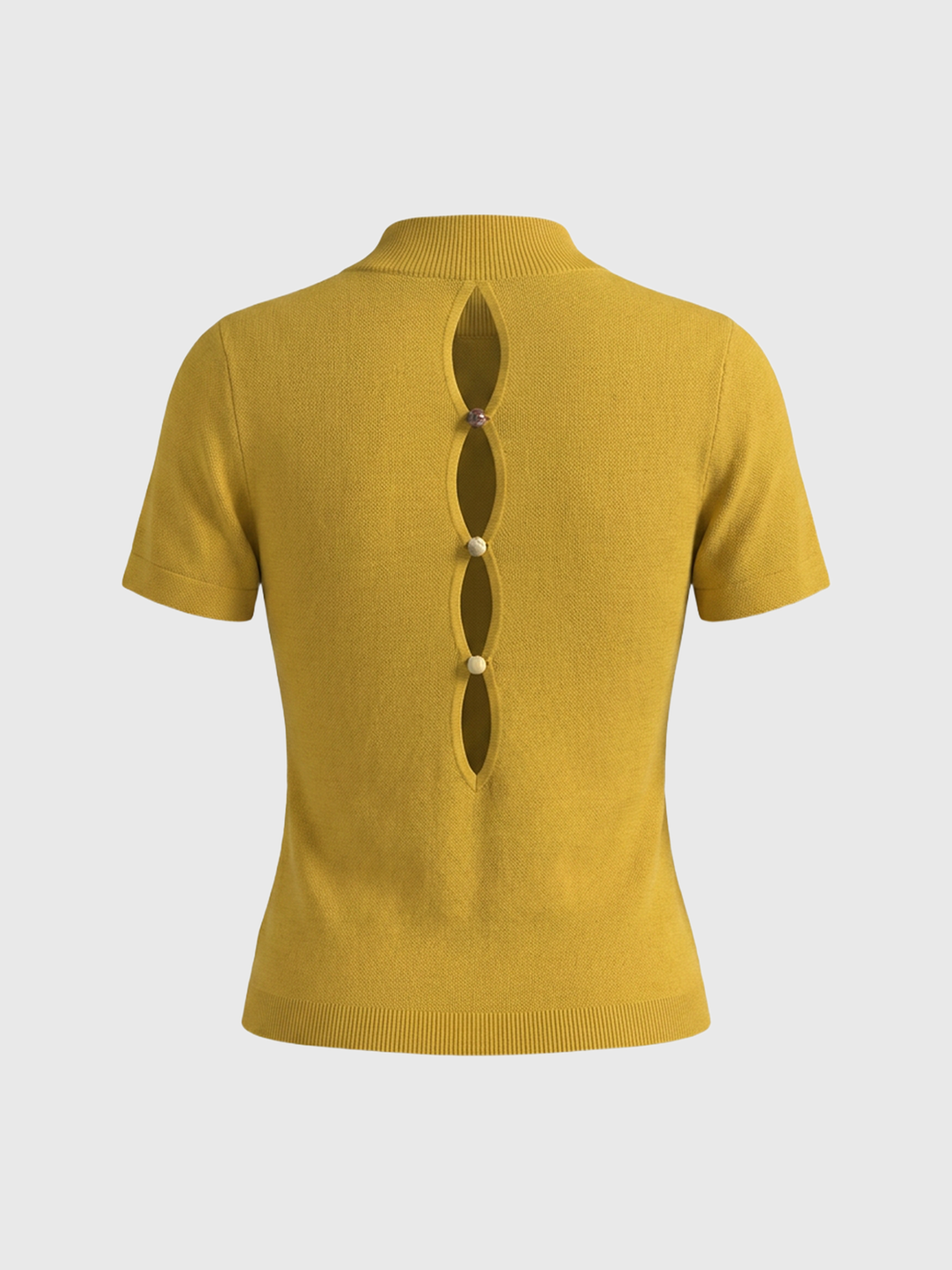 Dolled Office Skimming-fit Cut-out Short Sleeve Polo - Yellow