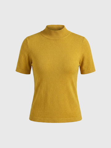 Dolled Office Skimming-fit Cut-out Short Sleeve Polo - Yellow
