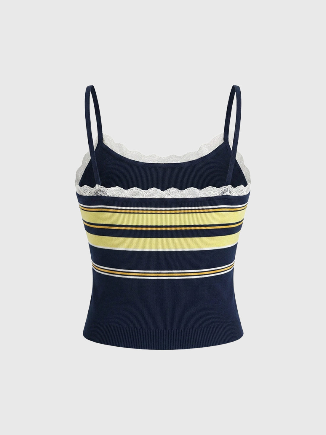 Dolled Office Skimming-fit Lace Stripe Cami Top - Blue