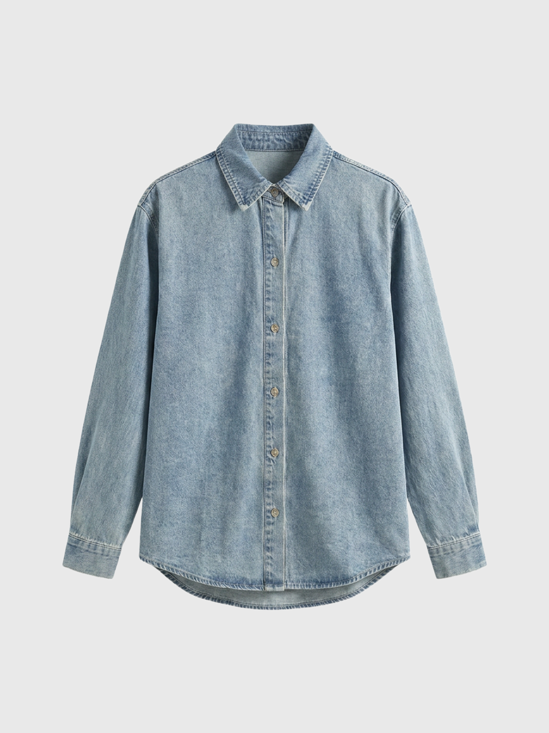 Dolled Office Baggy-fit Washed Denim Shirt - Blue