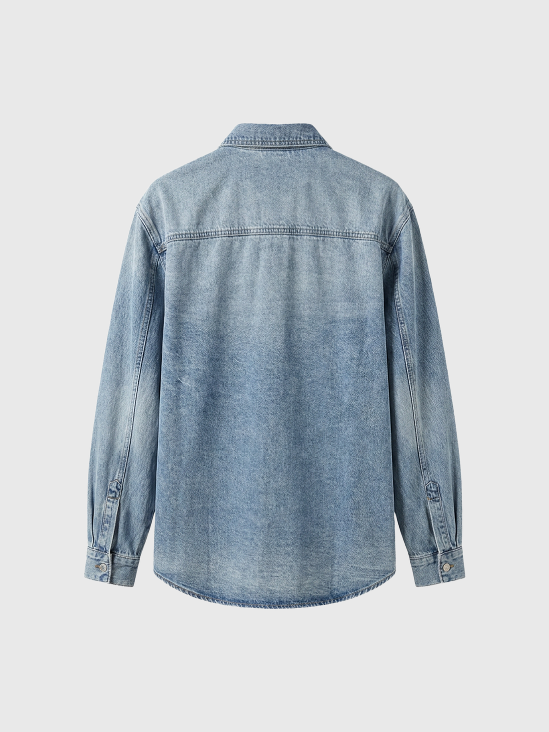 Dolled Office Baggy-fit Washed Denim Shirt - Blue