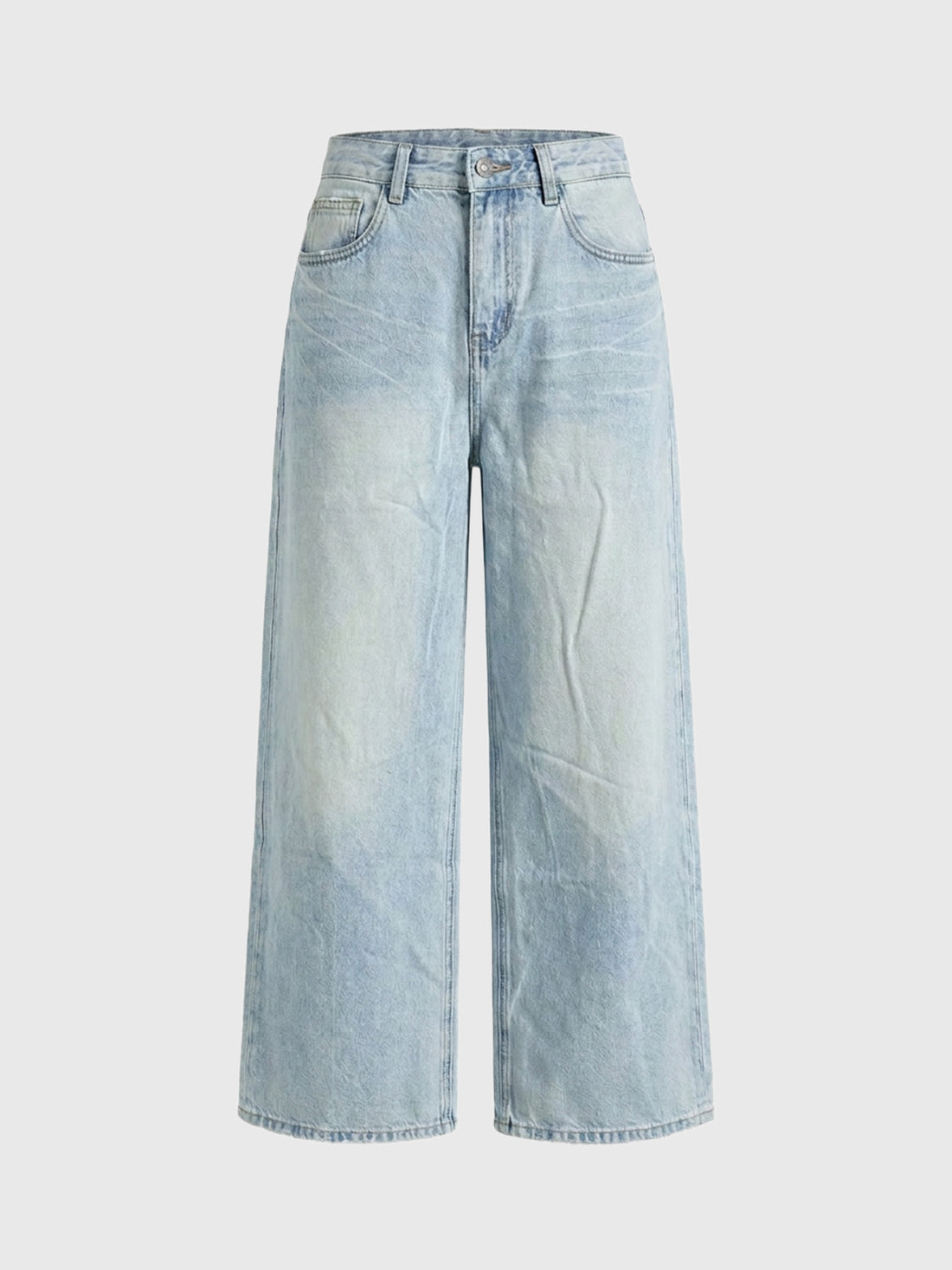 Dolled Office Wide-leg Washed Denim Jeans - Blue
