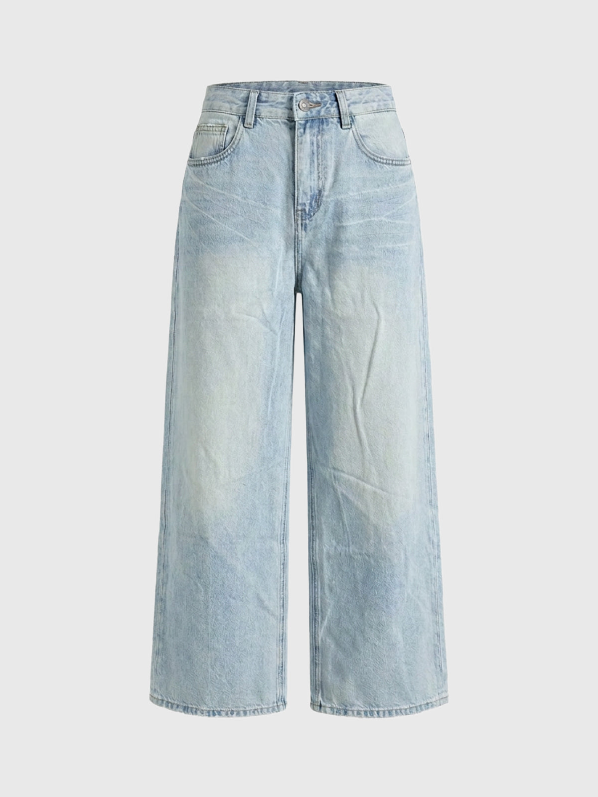 Dolled Office Wide-leg Washed Denim Jeans - Blue