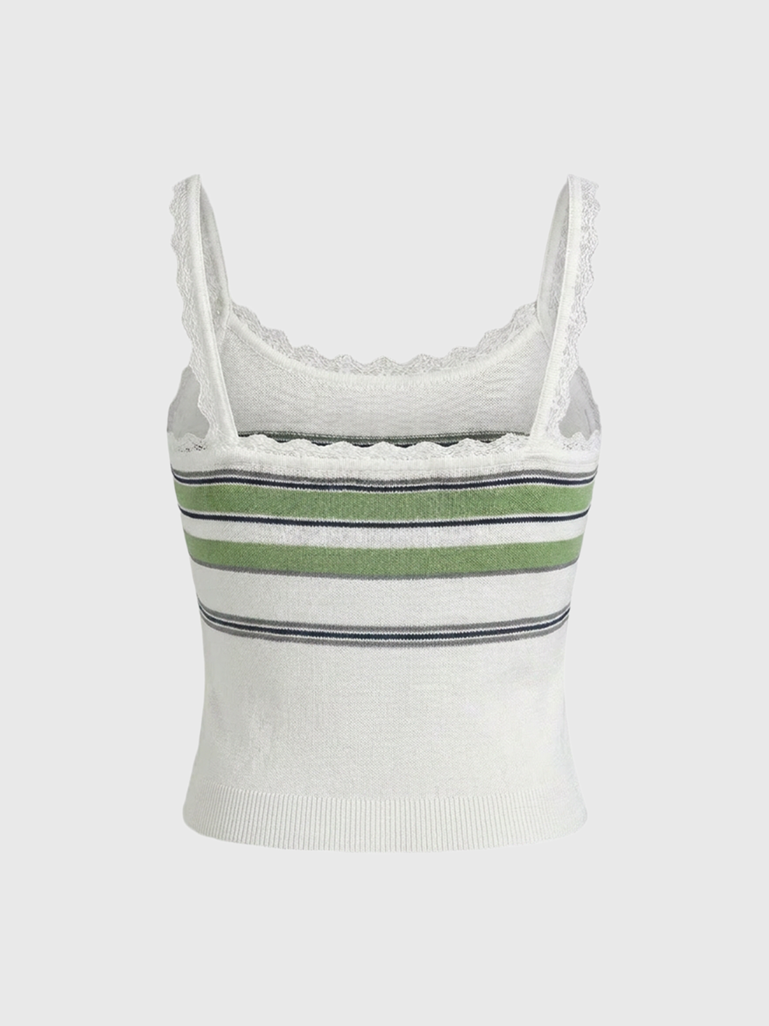 Dolled Office Skimming-fit Lace Stripe Cami Top - White