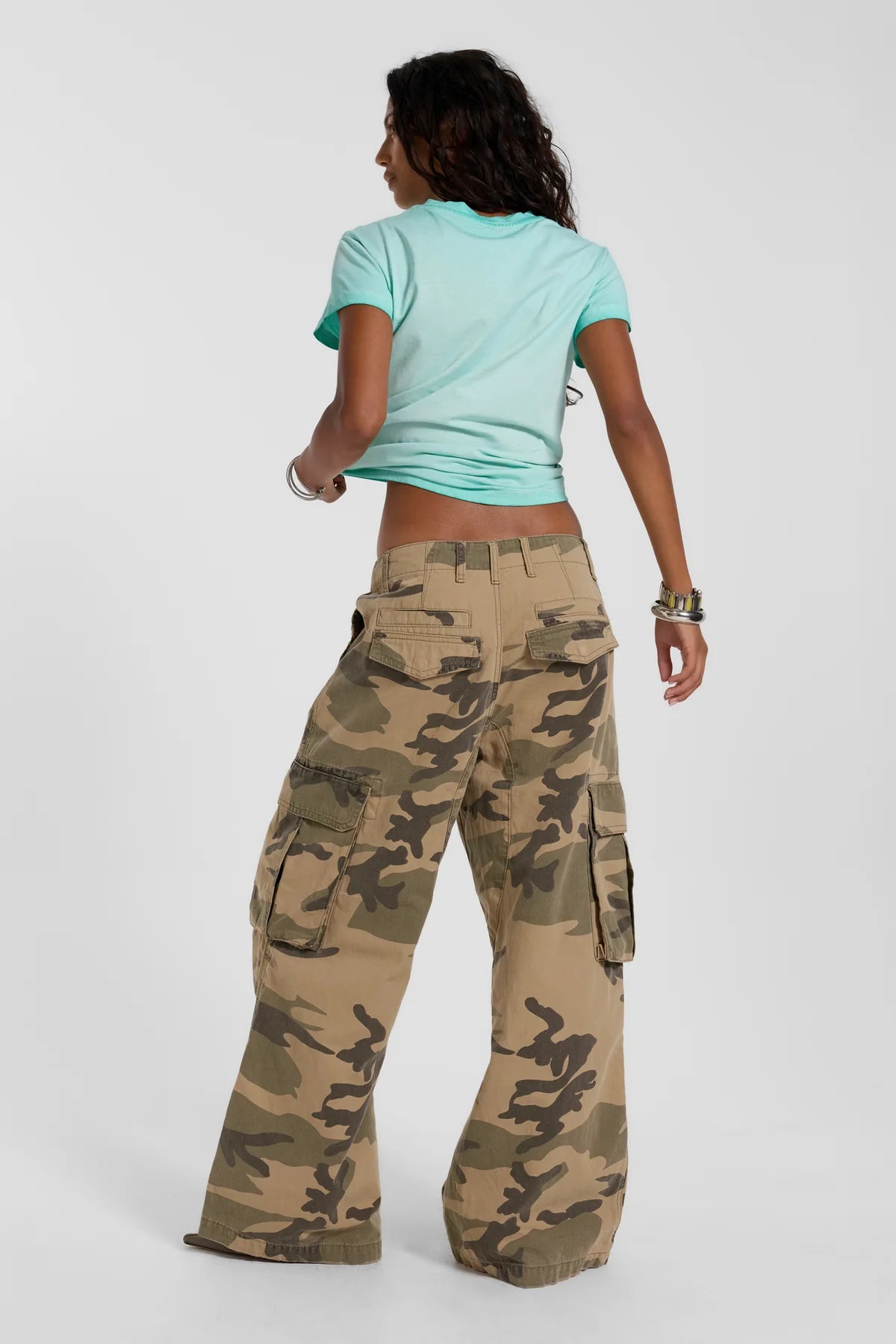 Weekday Outdoor Wide-leg Camouflage Cargo Maxi Pants - Yellow