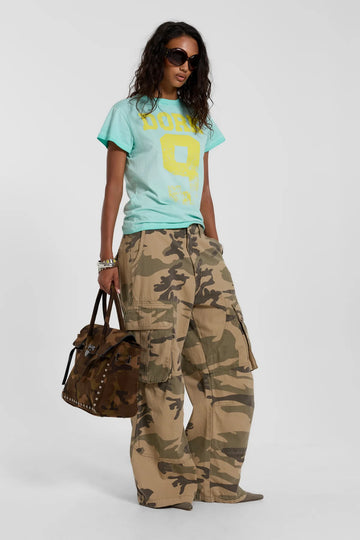 Weekday Outdoor Wide-leg Camouflage Cargo Maxi Pants - Yellow