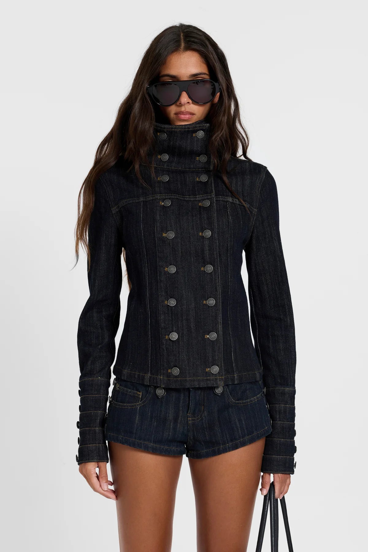 Brick Lane Skimming High Neck Graphic Top - Black