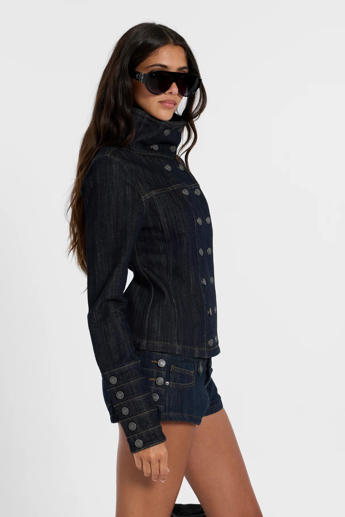 Brick Lane Skimming High Neck Graphic Top - Black