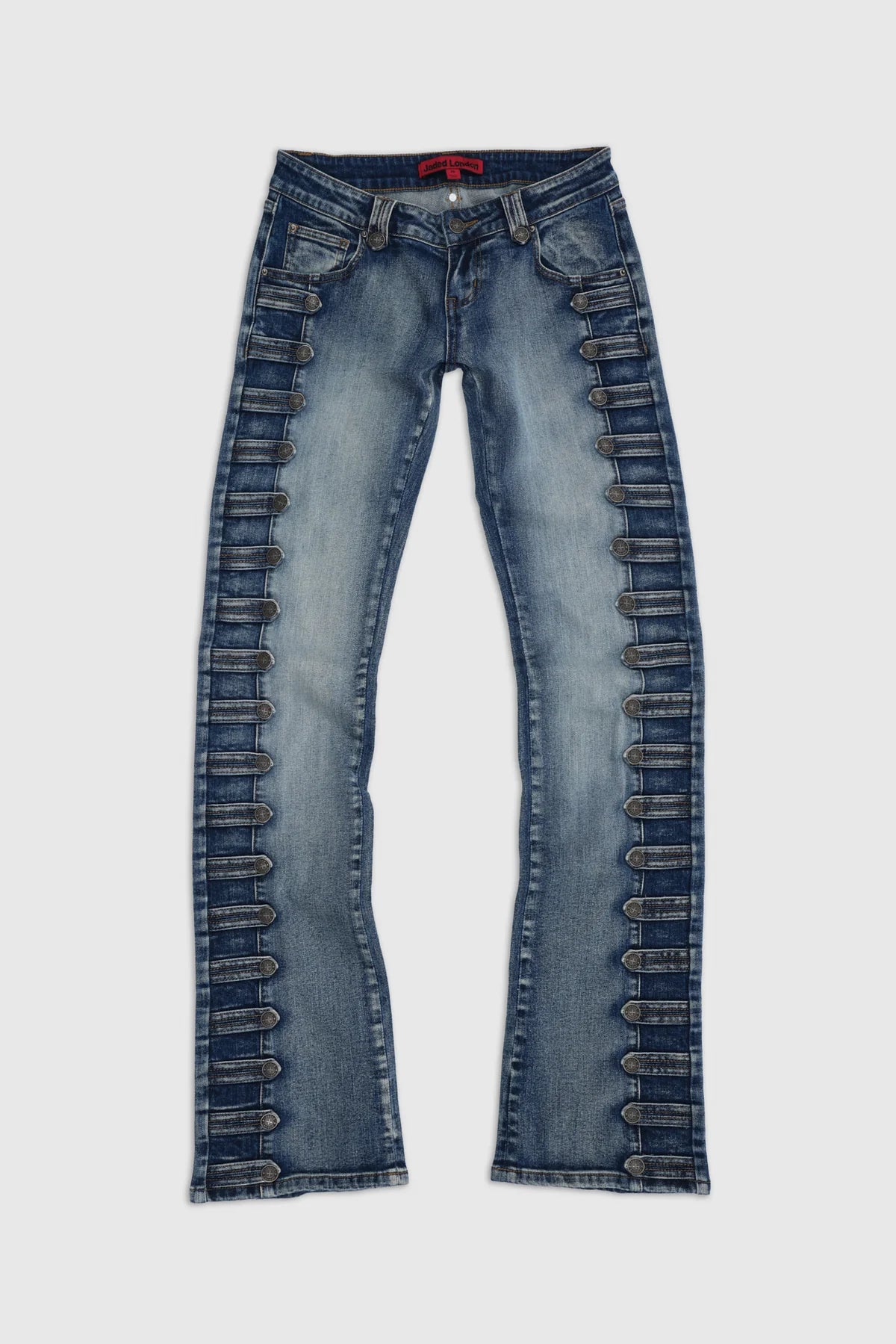 Co-ed Dorm Skimming Low-Rise Bootcut Denim Maxi Pants - Blue