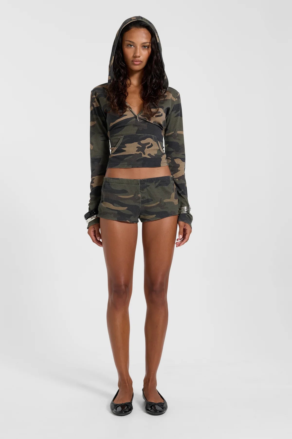 Brick Lane Skimming Long Sleeve Graphic Top - Grey