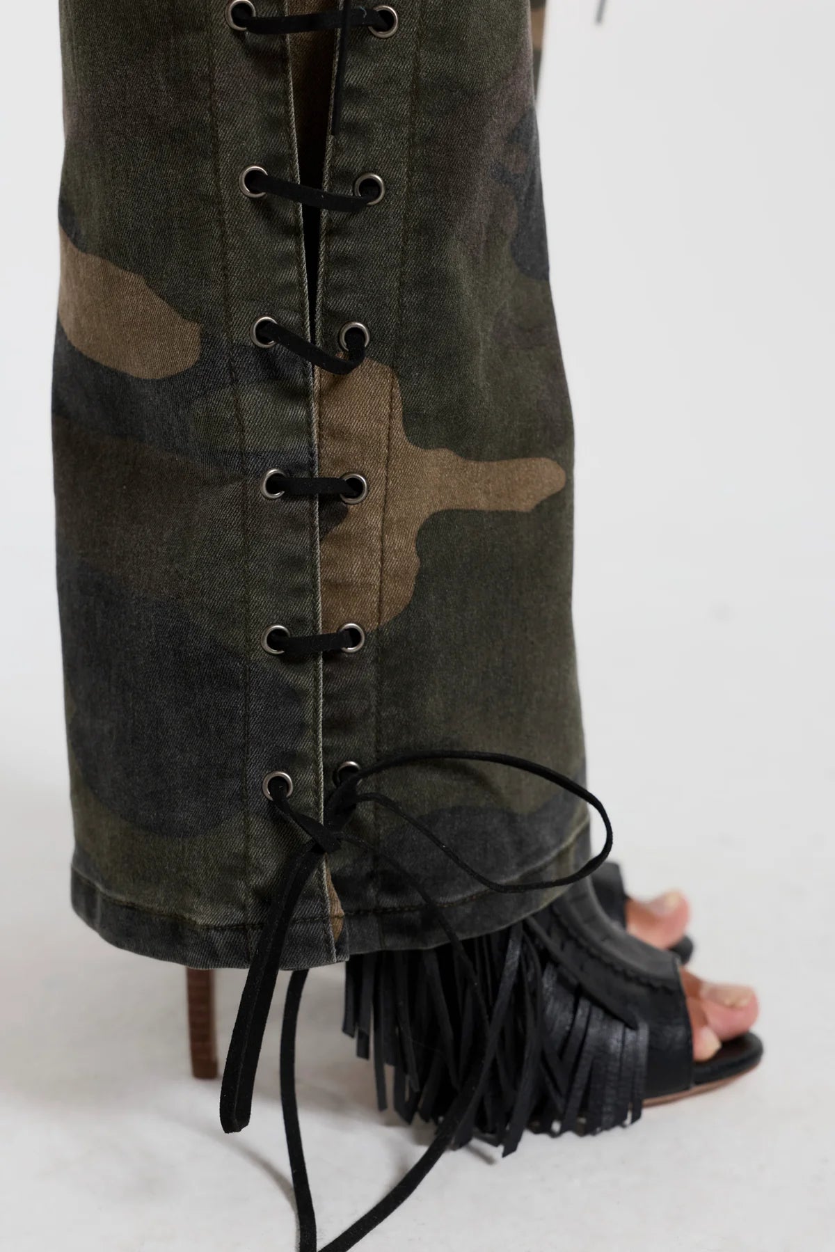 Brick Lane Skimming Distressed Flare Maxi Pants - Black