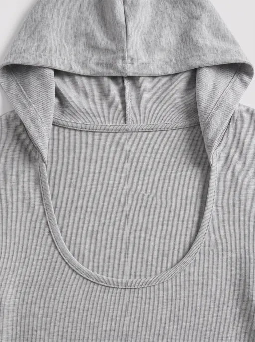 Co-ed Dorm Skimming Long-Sleeve Scoop-Neck Bodysuit - Grey