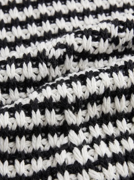 Co-ed Dorm Baggy Striped V-Neck Knit Cardigan - Black