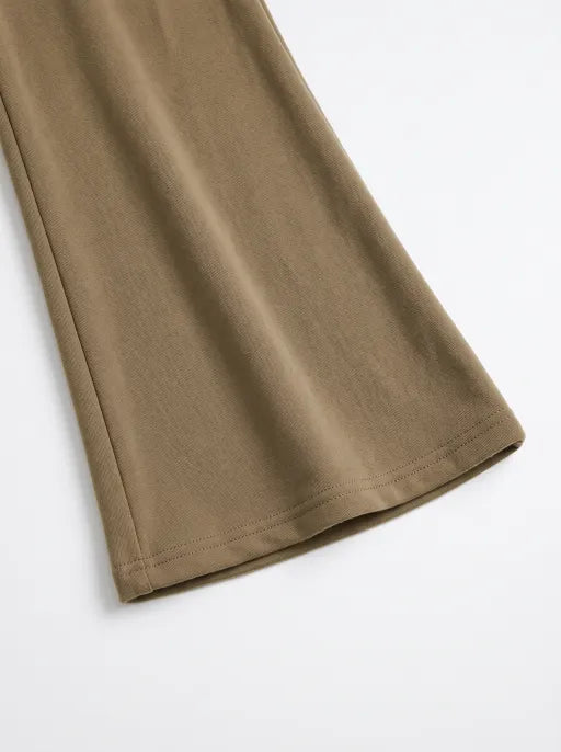 Co-ed Dorm Two-Piece V-Neck Top and Flare Pants Set - Brown