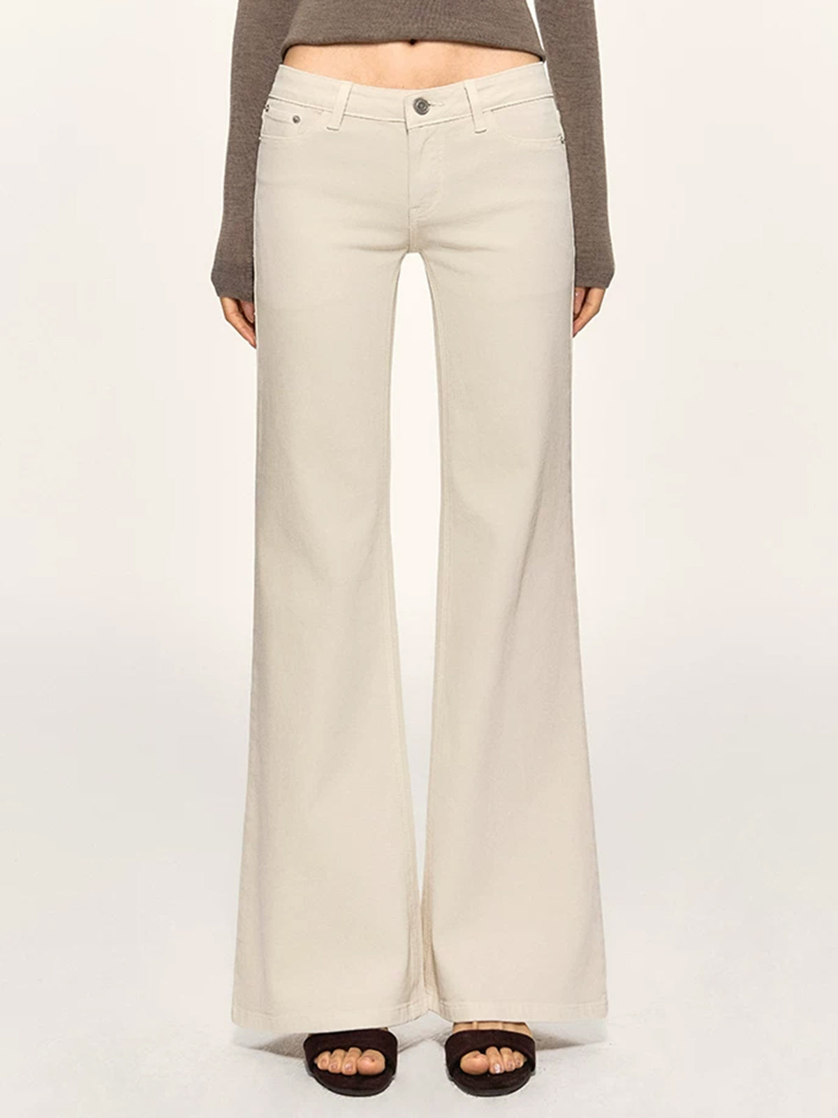 Co-ed Dorm Wide-leg Double Belt Loop Maxi Pants - White