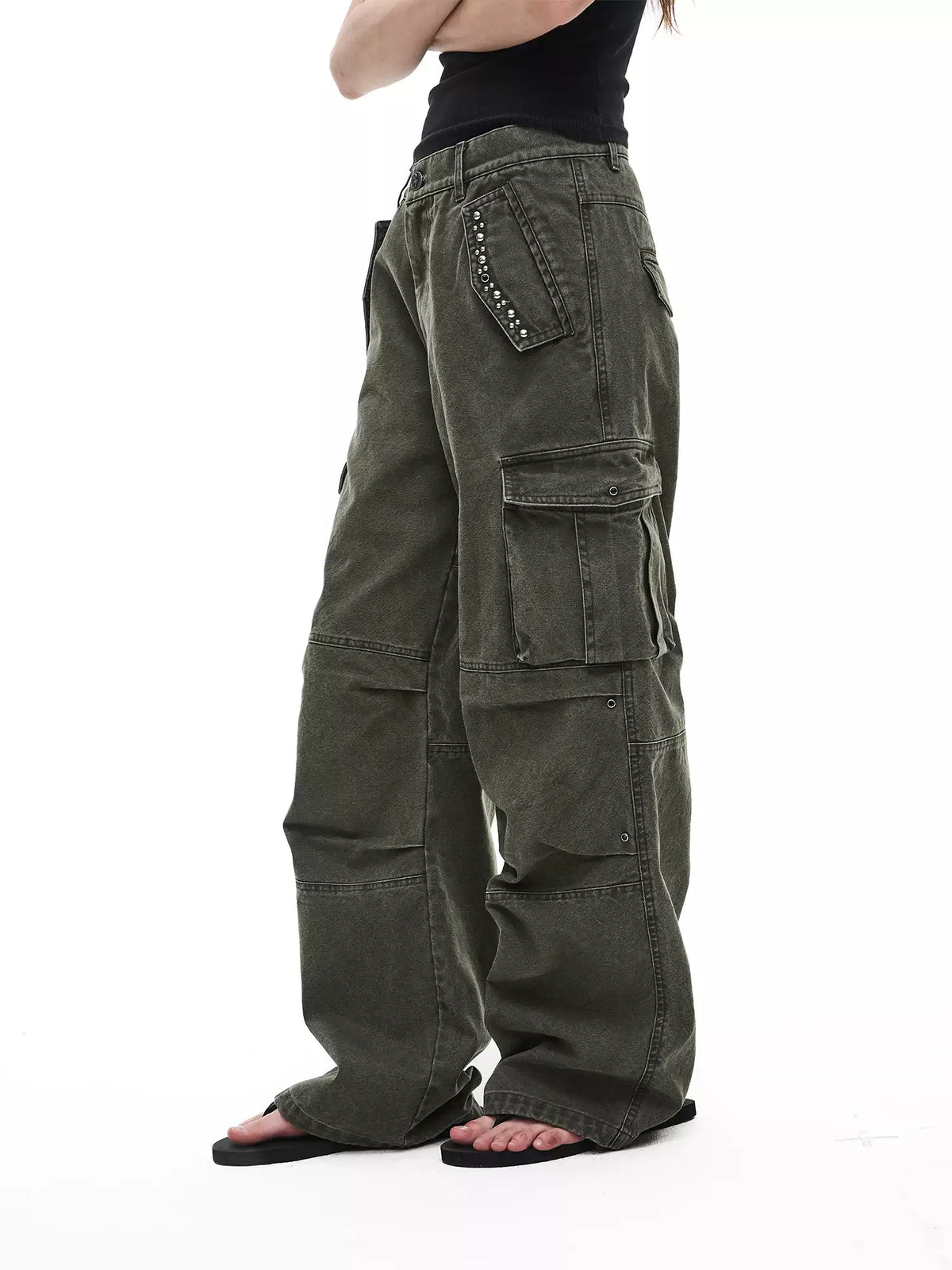 Weekday Outdoor Camo Print Drawstring Cargo Maxi Pants - Olive
