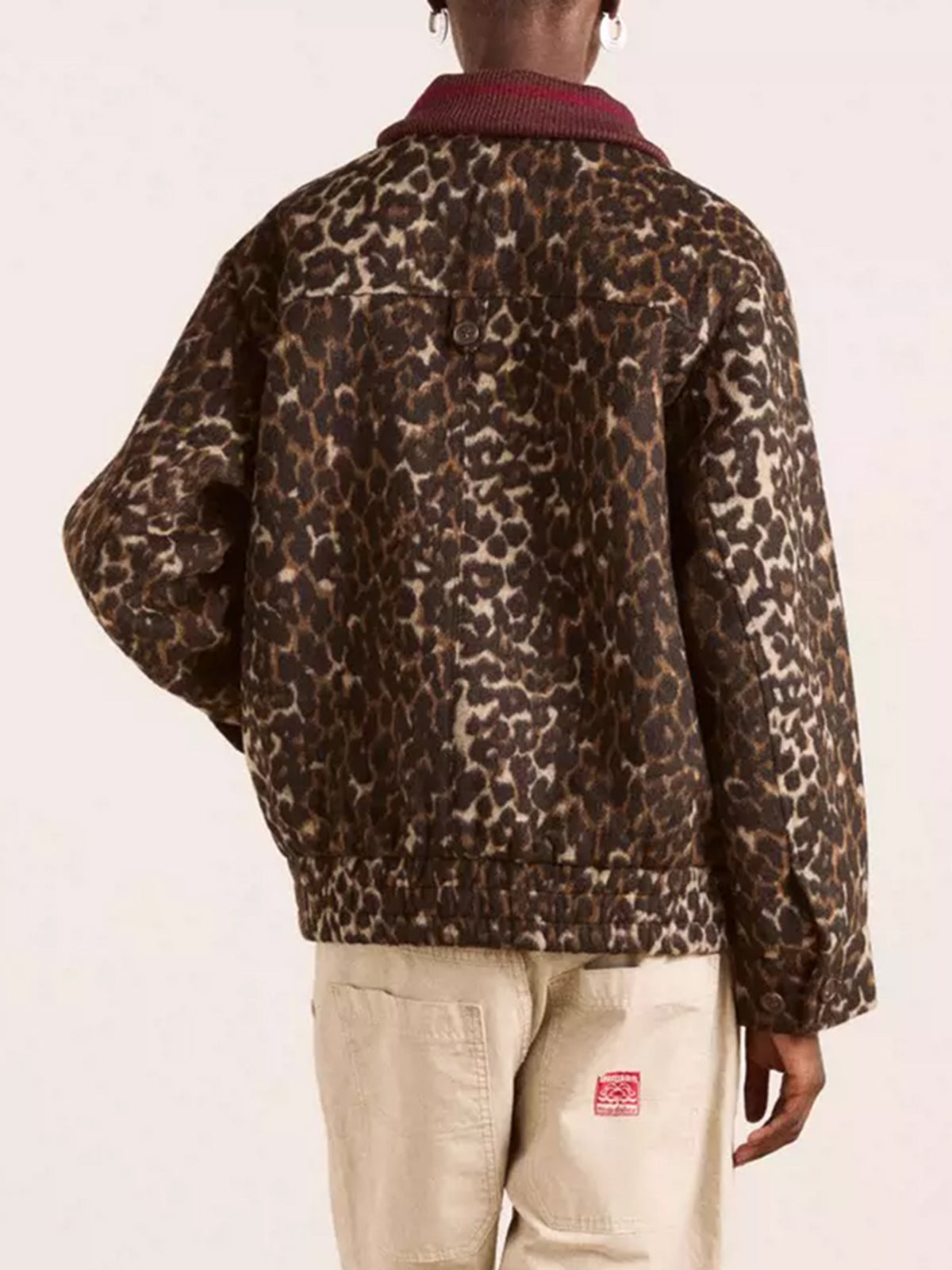 Co-ed Dorm Baggy Leopard Print Fleece Jacket - Brown