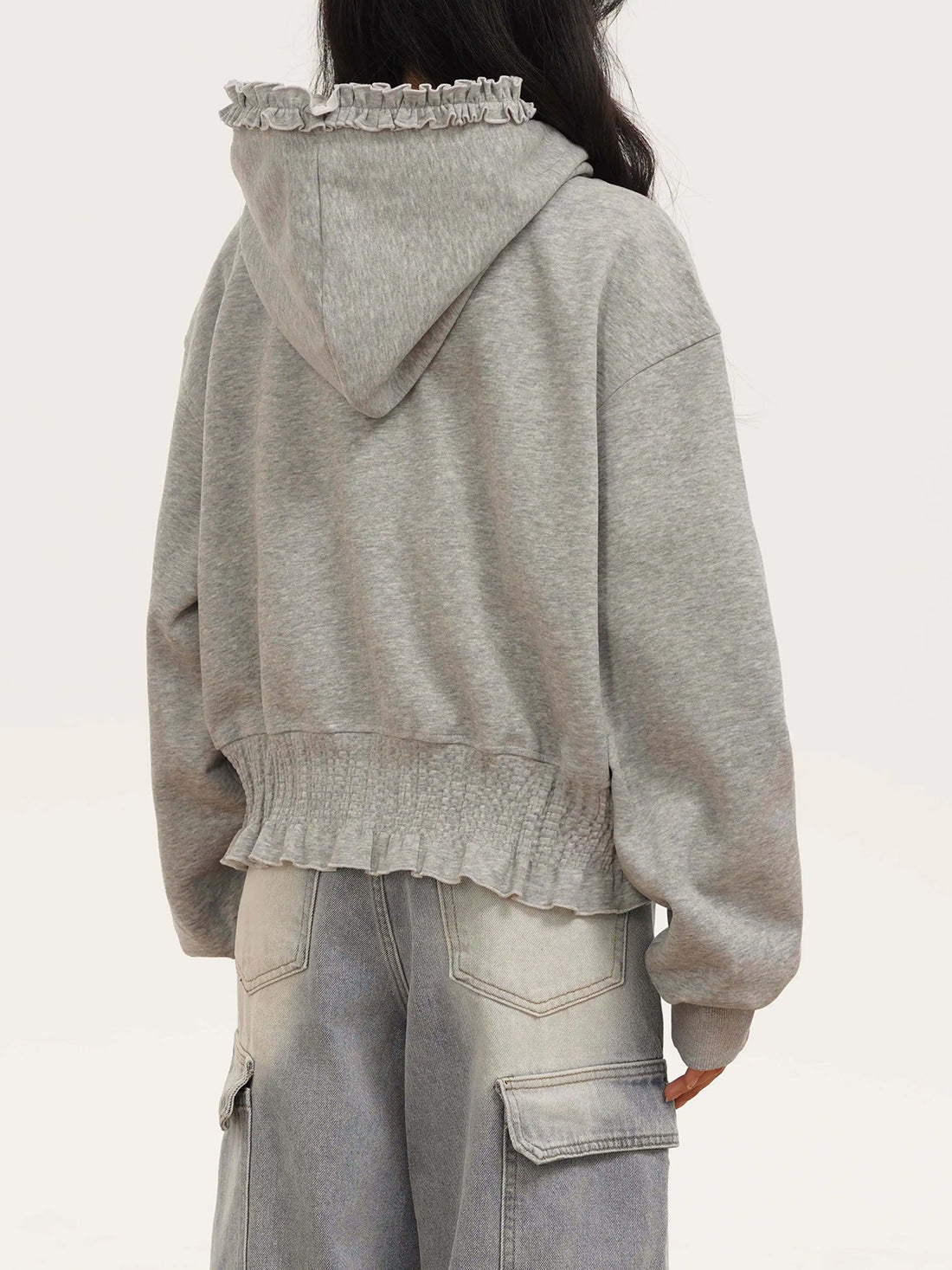 Brick Lane Graphic Print Drawstring Hoodie - Grey