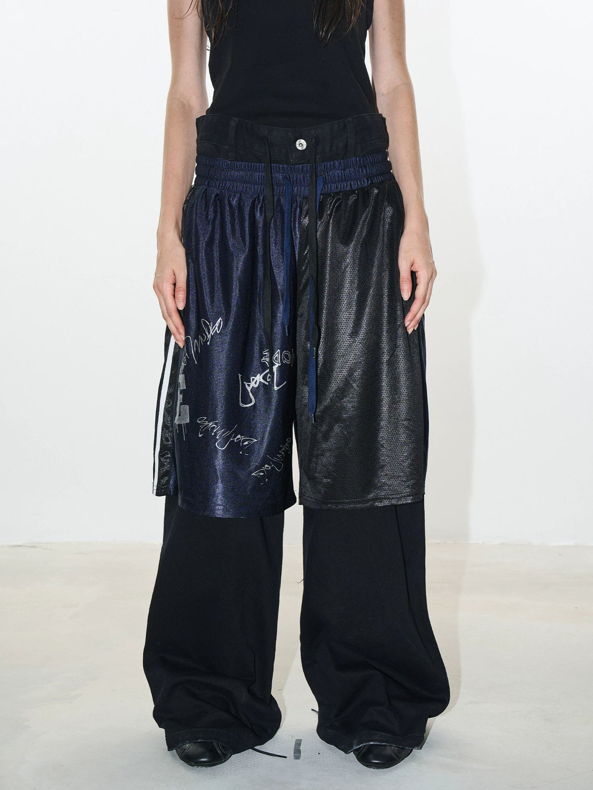 Brick Lane Wide-leg Tiered Fringe Distressed Maxi Pants - Black