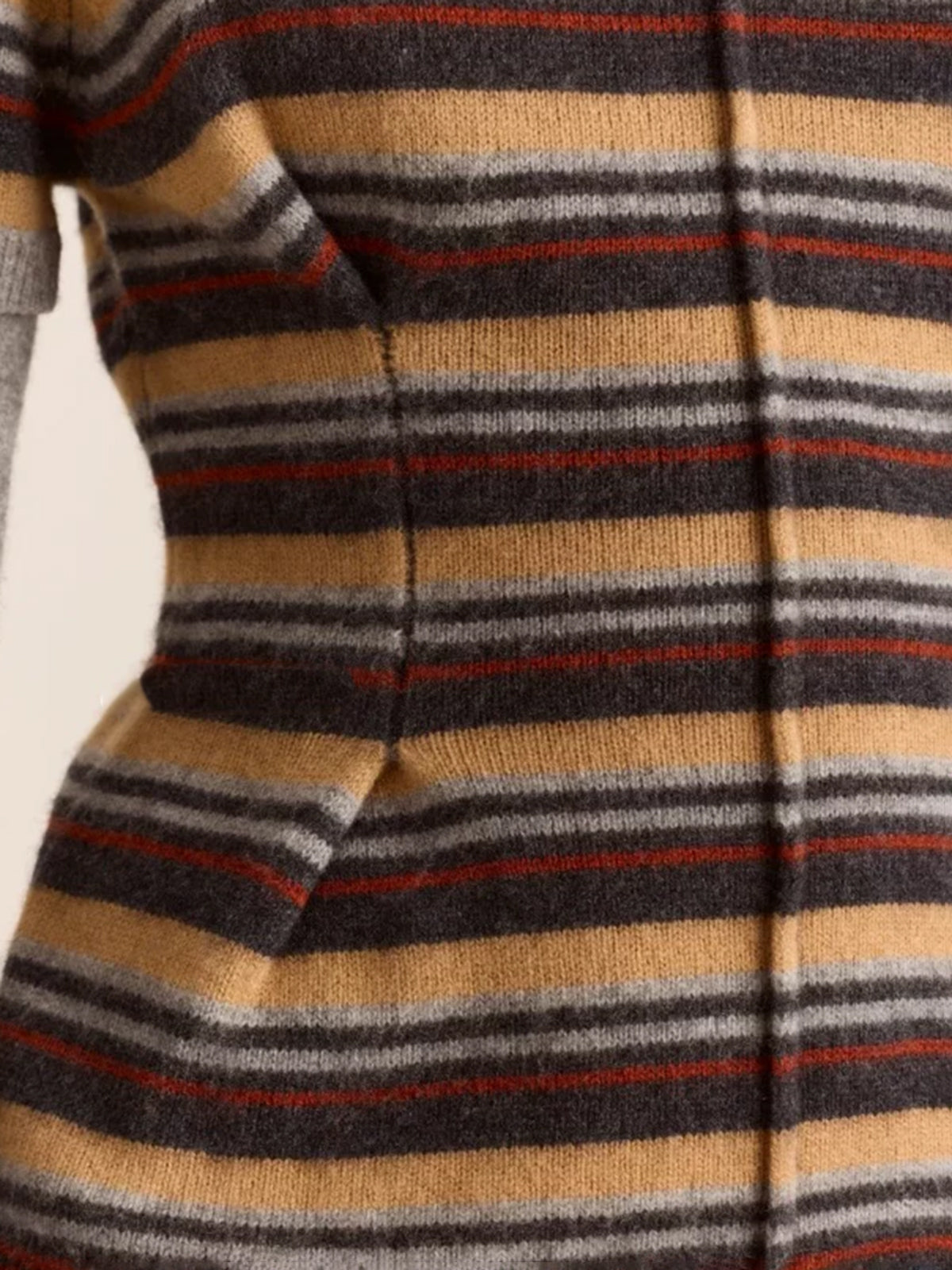 American Club Skimming Striped Knit Top - Brown