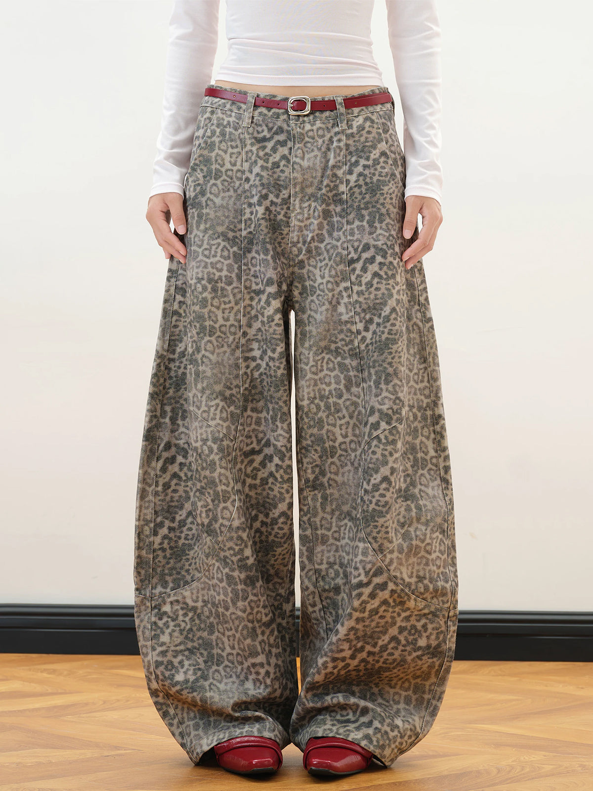 Brick Lane Wide-leg Abstract Pattern Drawstring Maxi Pants - Brown