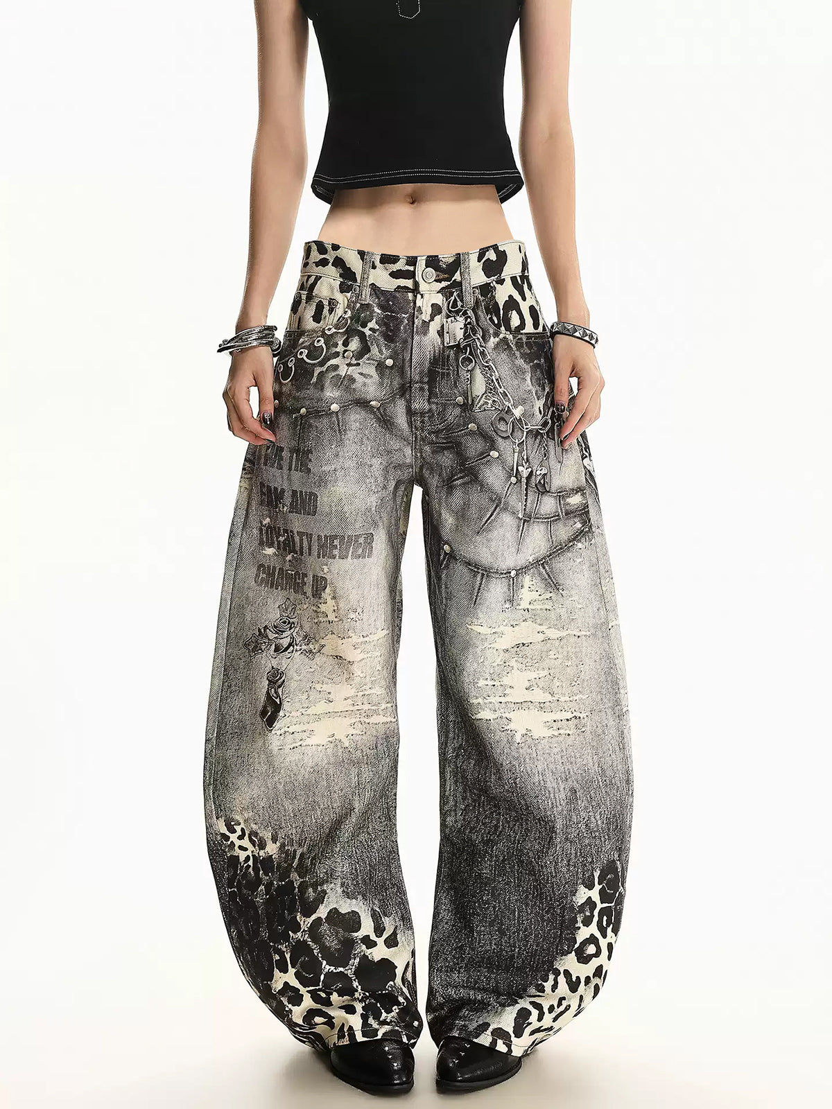 Weekday Outdoor Heavy Washed Wide-Leg Distressed Maxi Pants - Grey
