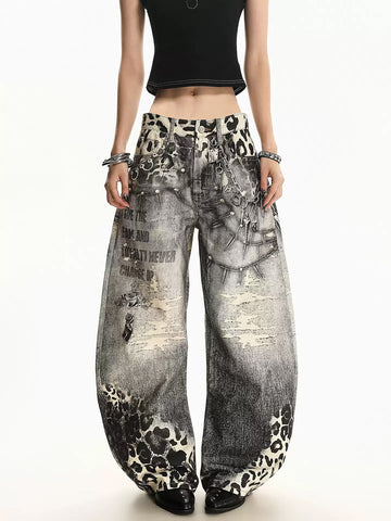 Weekday Outdoor Heavy Washed Wide-Leg Distressed Maxi Pants - Grey