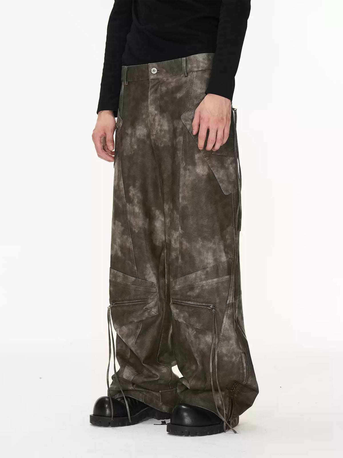 Weekday Outdoor Camo Print Wide-Leg Cargo Maxi Pants - Brown