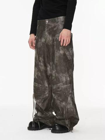 Weekday Outdoor Camo Print Wide-Leg Cargo Maxi Pants - Brown