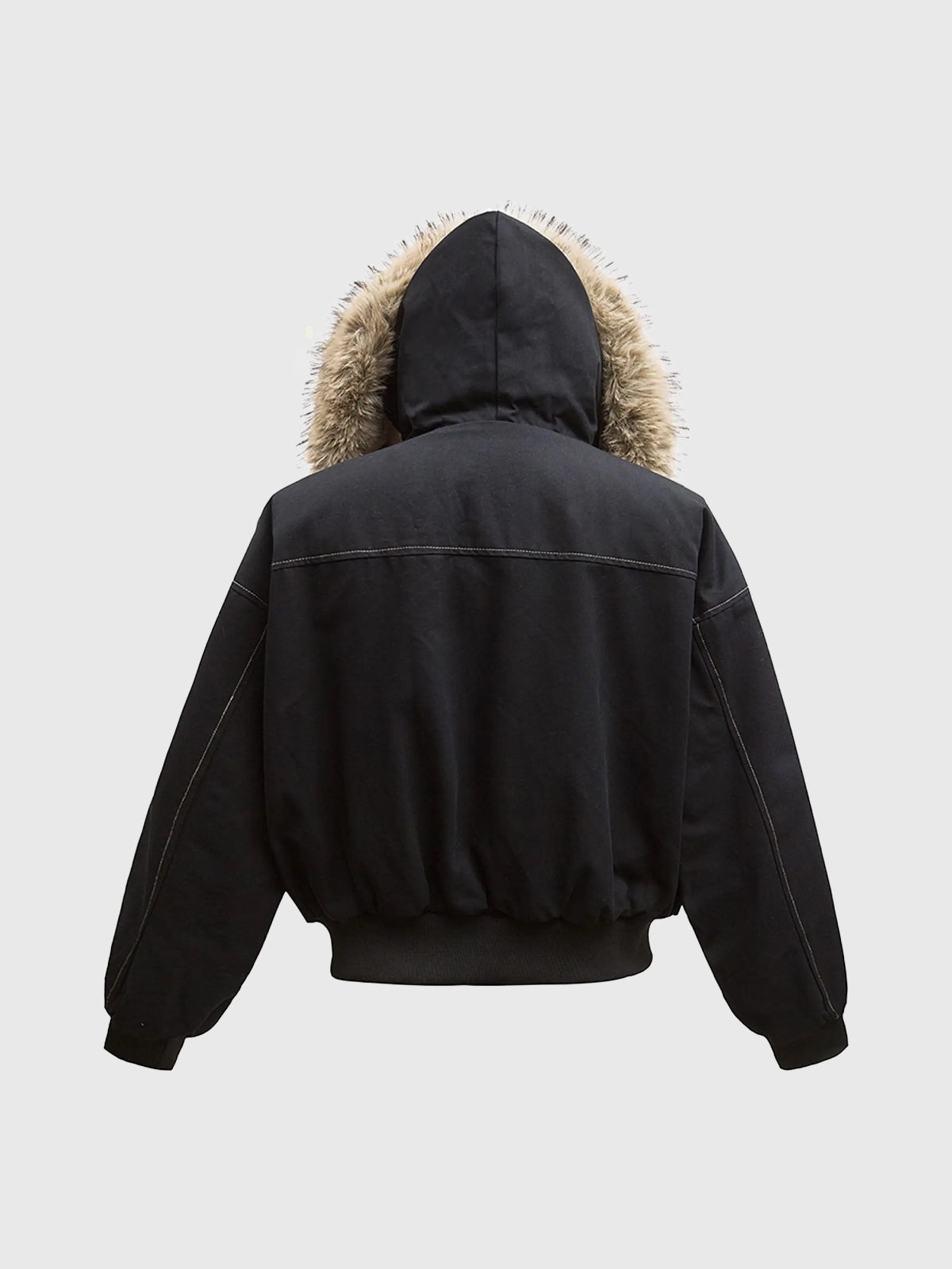 Weekday Outdoor Baggy Faux-Fur Hooded Puffer Jacket - Black