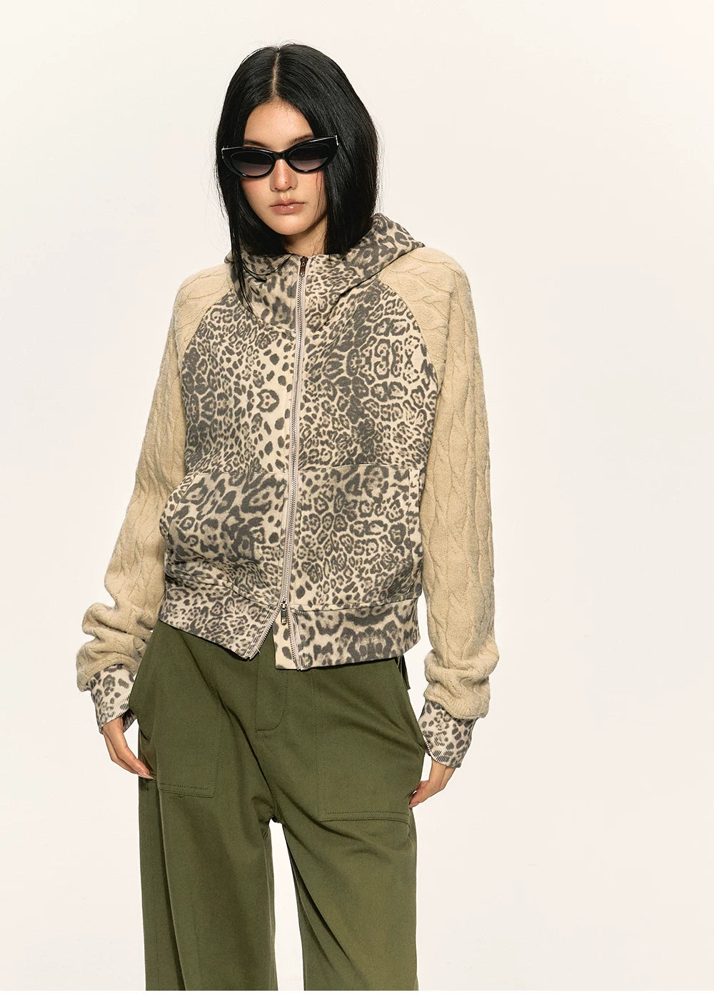 Brick Lane Skimming Floral Print Long Sleeve Top - Green