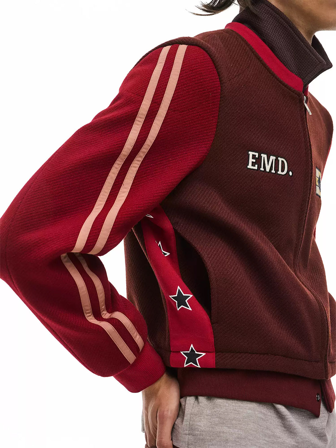 Weekday Outdoor Zip-Up Track Utility Jacket - Burgundy