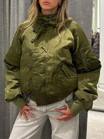 Weekday Outdoor Baggy Flight Bomber Jacket - Green