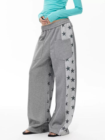 Brick Lane Wide-leg Striped Drawstring Knit Maxi Pants - Grey/White
