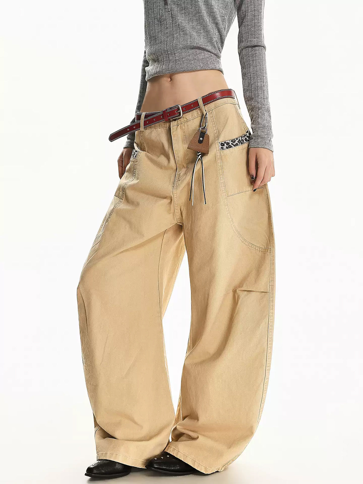 Weekday Outdoor Drawstring Parachute Wide-Leg Maxi Pants - Khaki