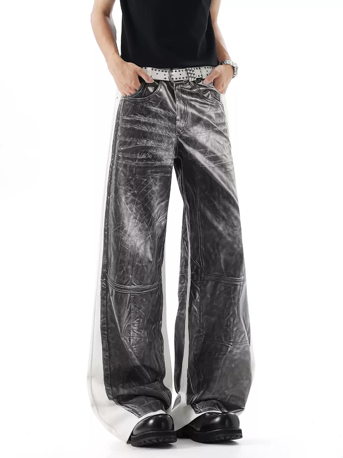 Brick Lane Wide-leg Printed Sweatpants Maxi Pants - Grey