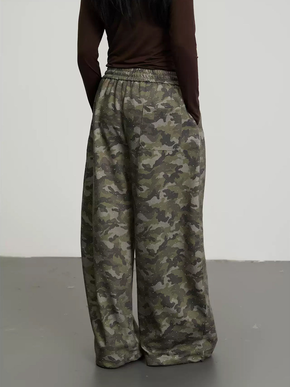 Brick Lane Wide-leg Abstract Pattern Drawstring Maxi Pants - Grey