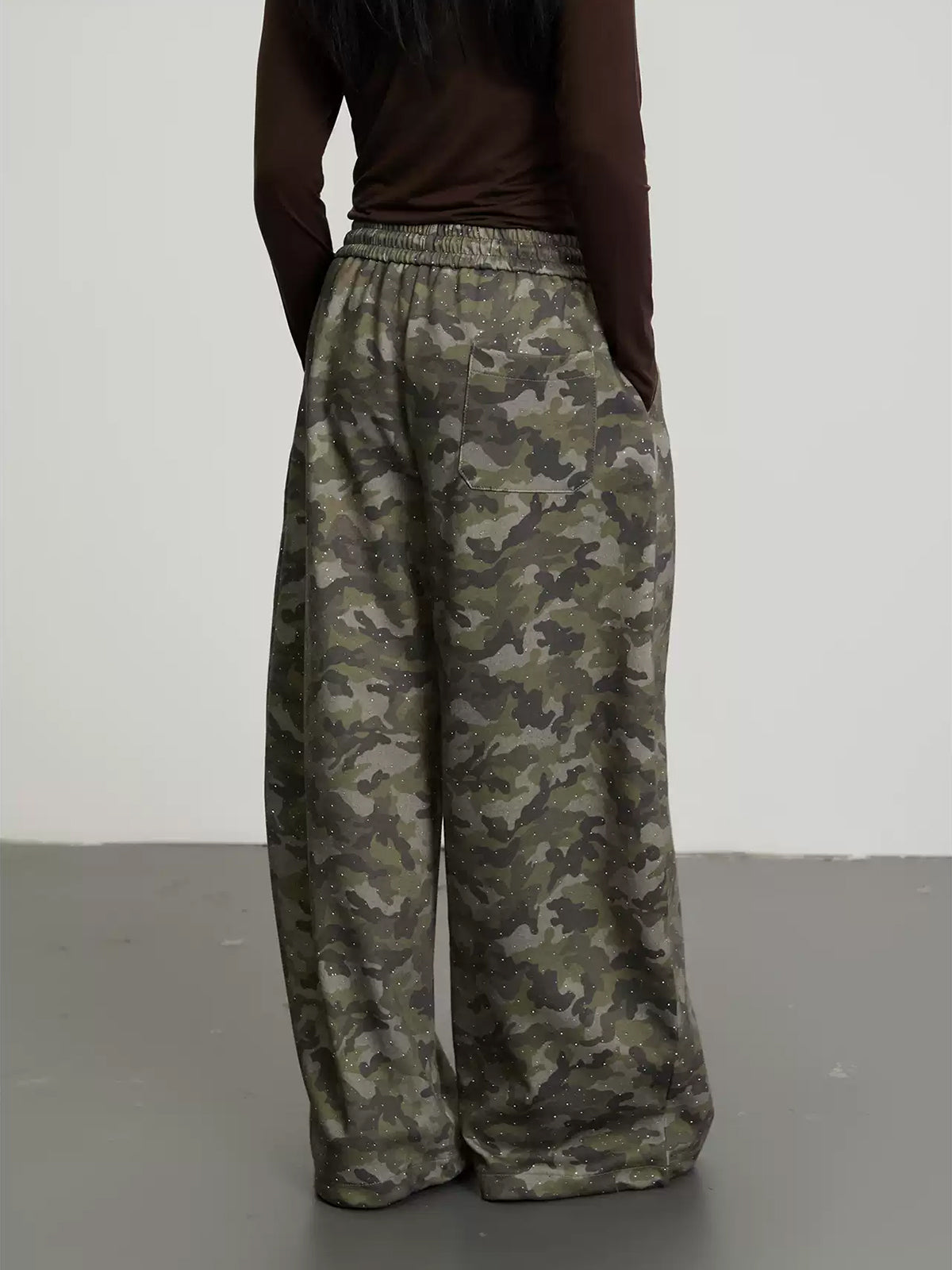 Brick Lane Wide-leg Abstract Pattern Drawstring Maxi Pants - Grey