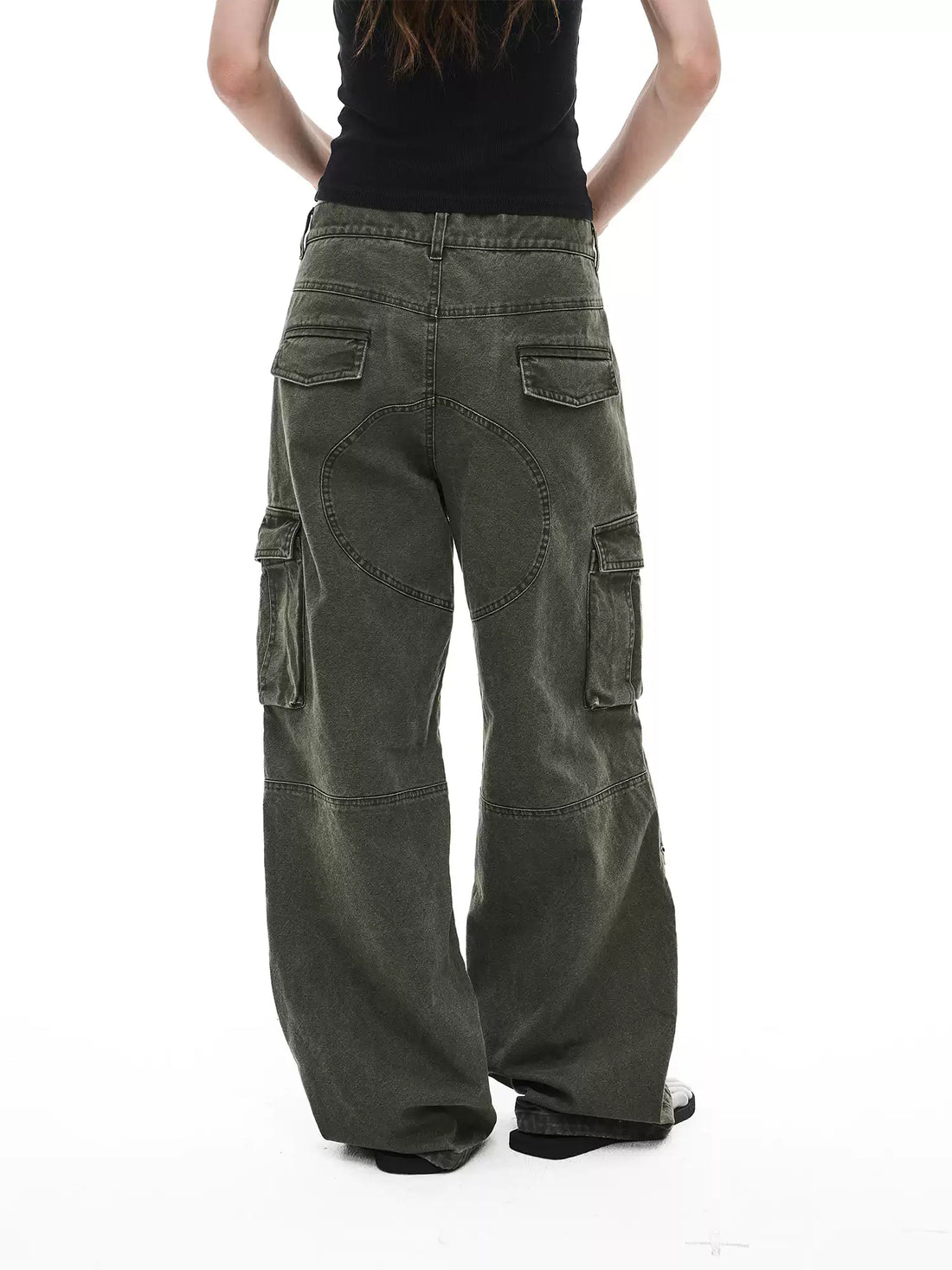 Weekday Outdoor Camo Print Drawstring Cargo Maxi Pants - Olive