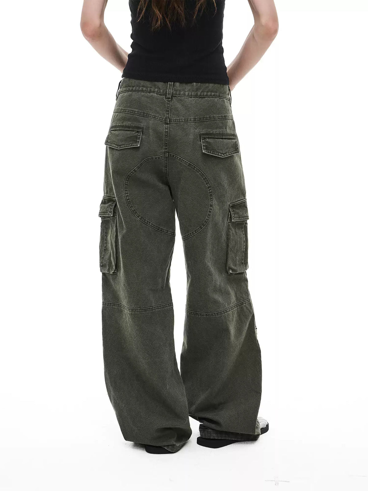 Weekday Outdoor Camo Print Drawstring Cargo Maxi Pants - Olive