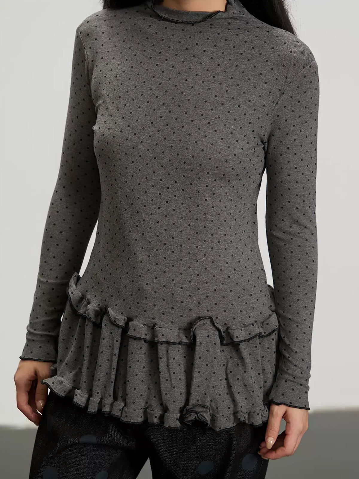 Brick Lane Striped Knit Long Sleeve Tee - Grey/Black