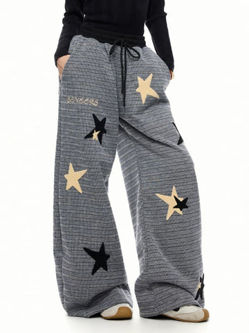 Brick Lane Wide-leg Washed Graphic Denim Maxi Pants - Blue