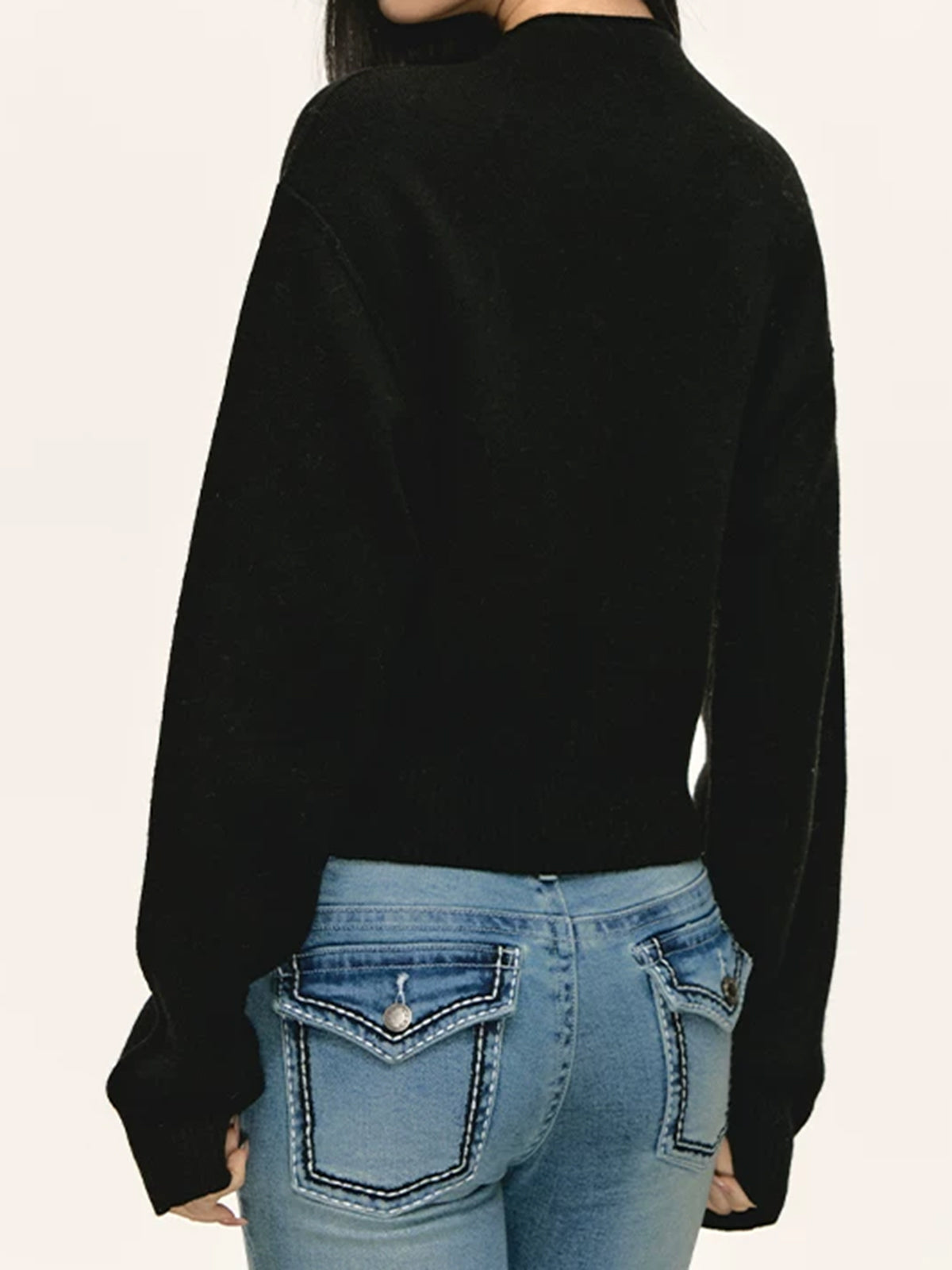 Co-ed Dorm Skimming High Neck Cutout Top - Black