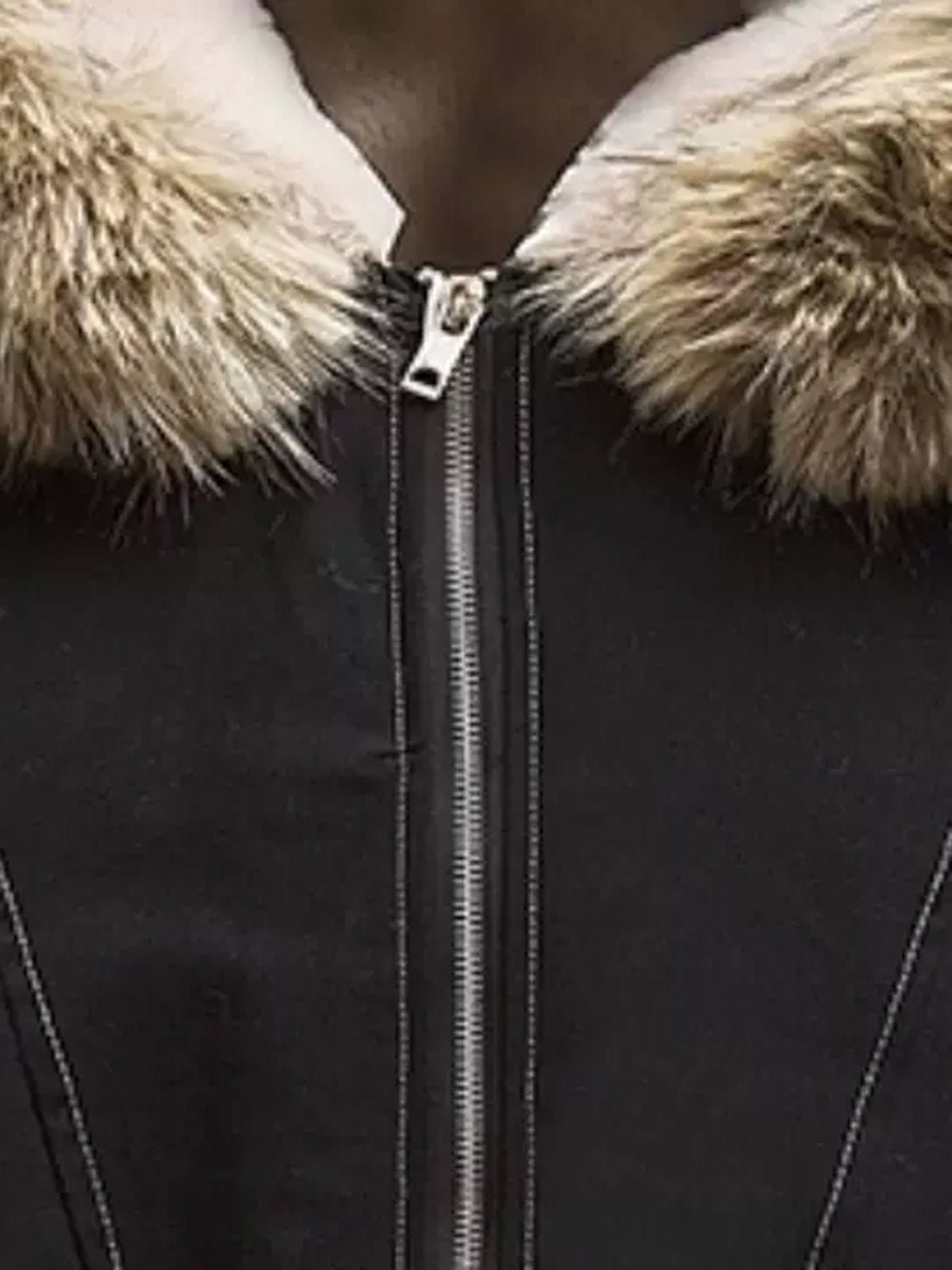Weekday Outdoor Baggy Faux-Fur Hooded Puffer Jacket - Black