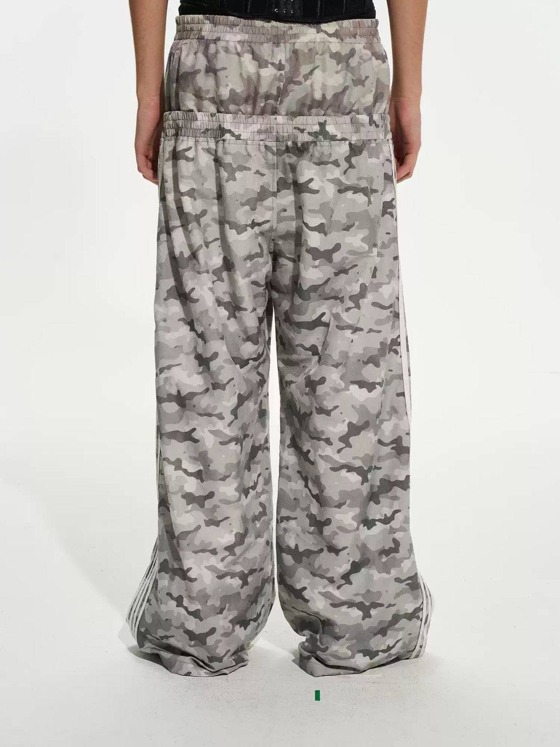 Brick Lane Wide-leg Abstract Pattern Drawstring Maxi Pants - Grey