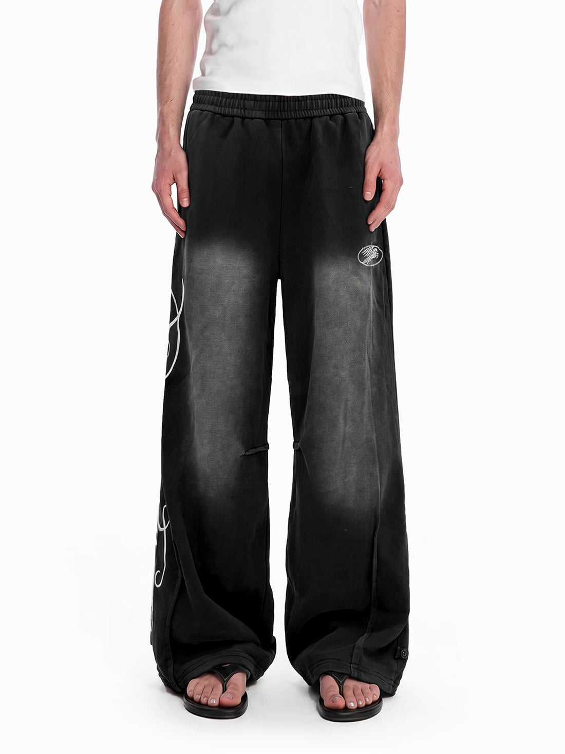 Weekday Outdoor Graphic Print Wide-Leg Sweatpants Maxi Pants - Black